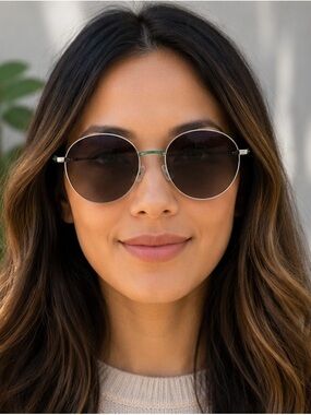 kate spade Round Metal Sunglasses in Black and Green Accent